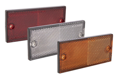 Cofan – Catadióptrico Rectangular Homologado con Agujeros y Adhesivo | Colores Rojo, Ámbar y Blanco | Medidas 106 x 50 mm